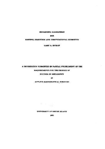 دانلود نسخه کامل کتاب Bucketing algorithms for sorting selection and computational geometry