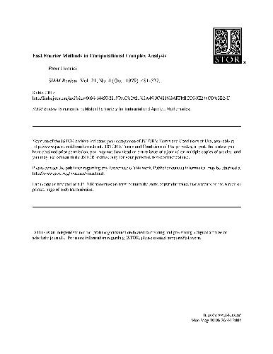 دانلود نسخه کامل کتاب Fast Fourier Methods In Computational Complex Analysis