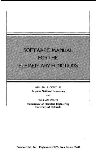 دانلود نسخه کامل کتاب Software Manual for the Elementary Functions
