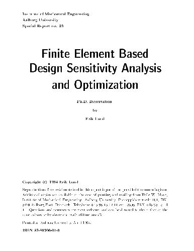 دانلود نسخه کامل کتاب Finite Element Based Design Sensitivity Analysis and Optimization