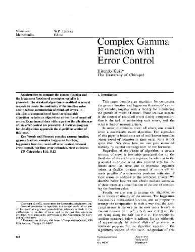 دانلود نسخه کامل کتاب Algorithm 421 (complex gamma function)