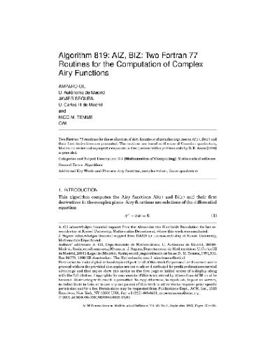 دانلود نسخه کامل کتاب Algorithm 819. Complex Airy functions