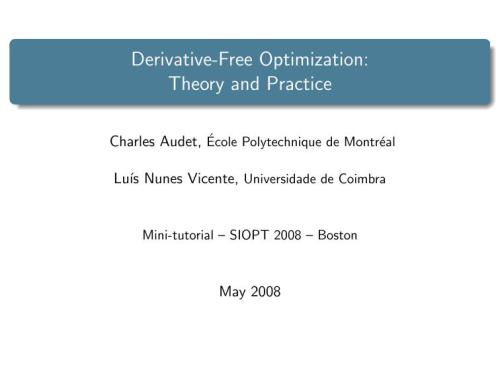 دانلود نسخه کامل کتاب Derivative-Free Optimization: Theory and Practice