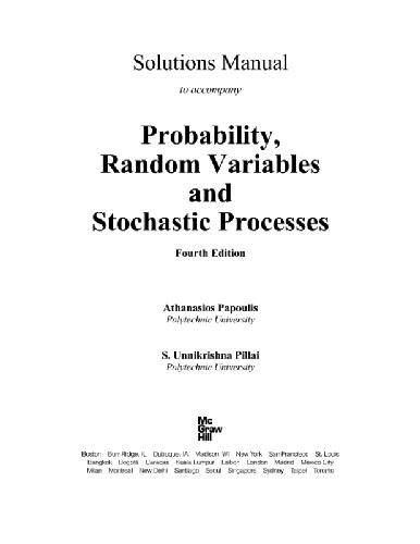دانلود نسخه کامل کتاب Probability, random variables, stochastic processes: solution manual