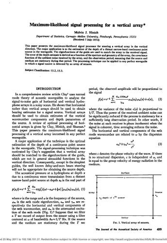 دانلود نسخه کامل کتاب Hinich Maximum-likelihood signal processing for a vertical array