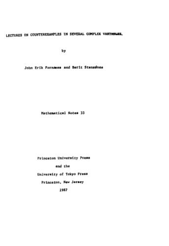 دانلود نسخه کامل کتاب Lectures on Counterexamples in Several Complex Variables