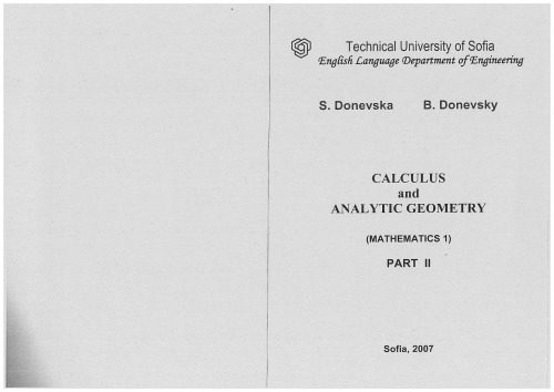 دانلود نسخه کامل کتاب Mathematics I. Calculus and analytic geometry part 2