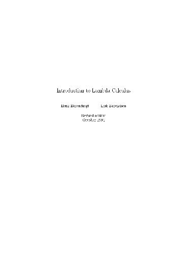 دانلود نسخه کامل کتاب Introduction to Lambda Calculus