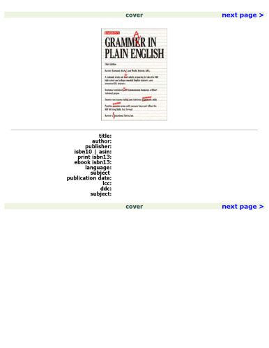 دانلود نسخه کامل کتاب Grammar in Plain English