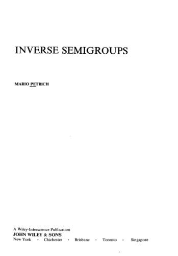 دانلود نسخه کامل کتاب Inverse Semigroups