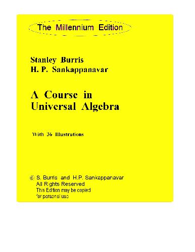 دانلود نسخه کامل کتاب A Course in Universal Algebra