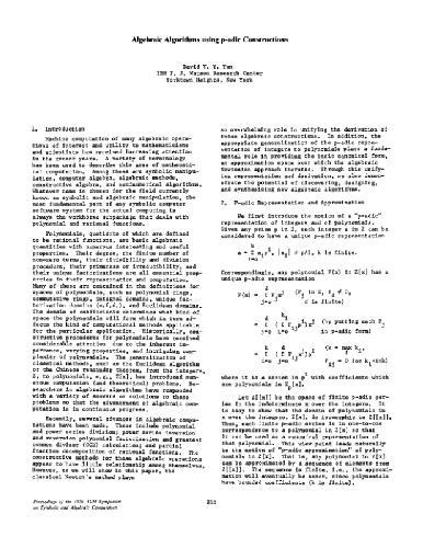 دانلود نسخه کامل کتاب Algebraic algorithms using p-adic numbers