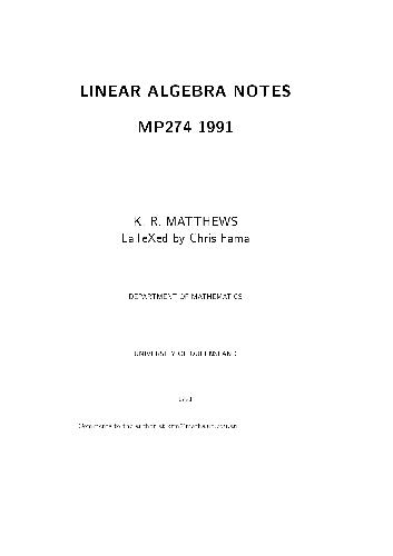 دانلود نسخه کامل کتاب Elementary linear algebra: lecture notes
