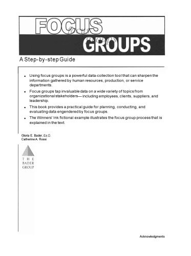 دانلود نسخه کامل کتاب Focus Groups: A Step-By-Step Guide (3rd Edition)