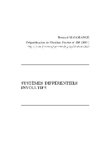 دانلود نسخه کامل کتاب Systmes diffrentiels involutifs (Fourier Inst. n.636, 2004, SMF)