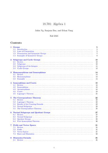 دانلود نسخه کامل کتاب Algebra I: Lecture Notes
