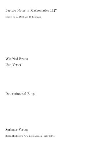 دانلود نسخه کامل کتاب Determinantal Rings