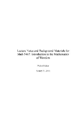 دانلود نسخه کامل کتاب Introduction to the Mathematics of Wavelets