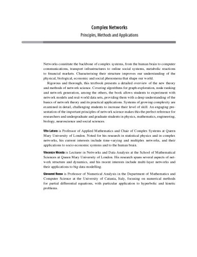دانلود نسخه کامل کتاب Complex Networks: Principles, Methods and Applications