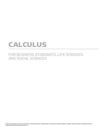 دانلود نسخه کامل کتاب Calculus for Business, Economics, Life Sciences and Social Sciences