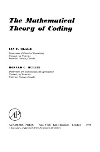 دانلود نسخه کامل کتاب The mathematical theory of coding
