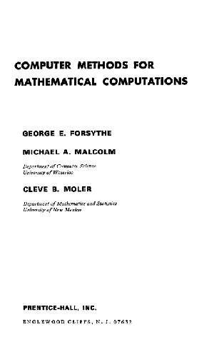 دانلود نسخه کامل کتاب Computer methods for mathematical computations
