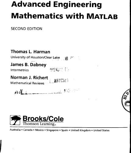 دانلود نسخه کامل کتاب Advanced engineering mathematics with Matlab