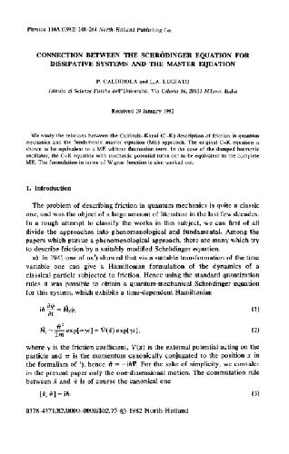 دانلود نسخه کامل کتاب Connection between the Schroedinger equation for dissipative systems and the master equation