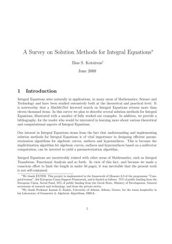 دانلود نسخه کامل کتاب A Survey on Solution Methods for Integral Equations