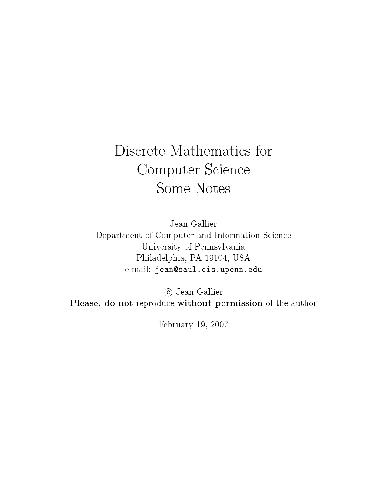 دانلود نسخه کامل کتاب Discrete Mathematics for Computer Science Some Notes