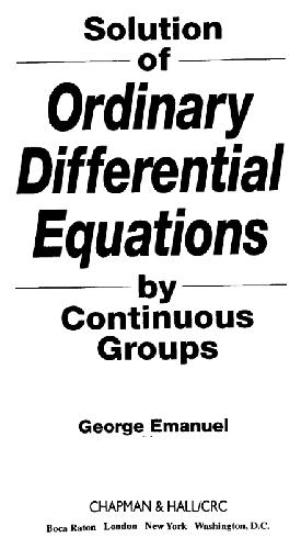 دانلود نسخه کامل کتاب Solution of ordinary differential equations by continuous groups