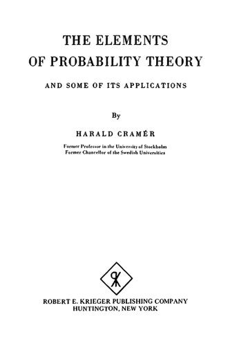 دانلود نسخه کامل کتاب The elements of probability theory