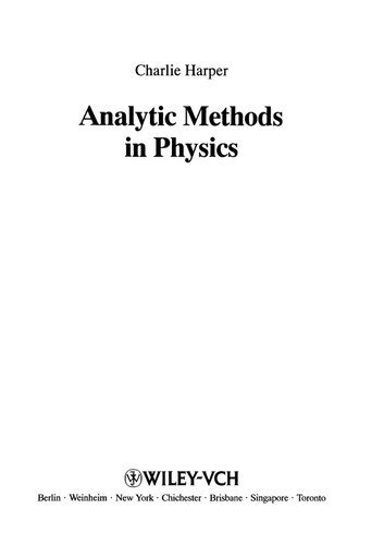 دانلود نسخه کامل کتاب Analytic Methods in Physics