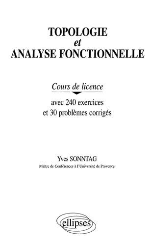 دانلود نسخه کامل کتاب Topologie et analyse fonctionnelle