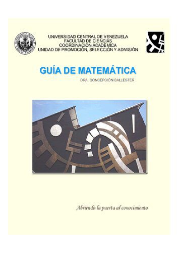 دانلود نسخه کامل کتاب Guía de Matemática para el examen de admisión de la Facultad de Ciencias de la UCV