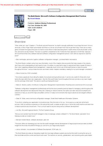 دانلود نسخه کامل کتاب The Build Master: Microsoft’s Software Configuration Management Best Practices