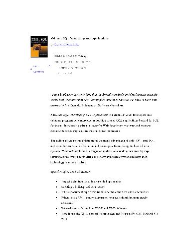 دانلود نسخه کامل کتاب XML and SQL: Developing Web Applications