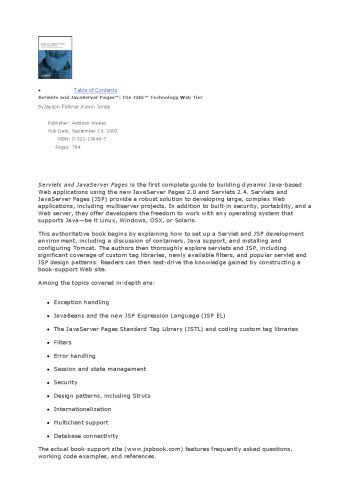 دانلود نسخه کامل کتاب Servlets and JavaServer Pages(TM): The J2EE(TM) Technology Web Tier