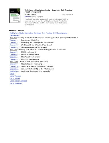 دانلود نسخه کامل کتاب WebShere Studio Application Developer 5.0 Practical J2EE Development