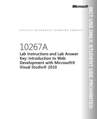 دانلود کتاب Introduction To Web Development With Visual Studio 2010 Lab Manual – مقدمه ای بر توسعه وب با Visual Studio 2010 Lab Manual