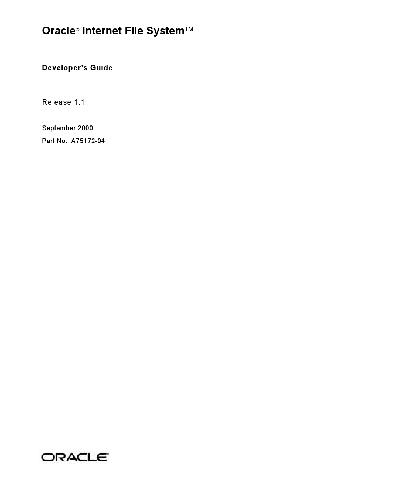 دانلود نسخه کامل کتاب Oracle Internet File System. Developer’s Guide