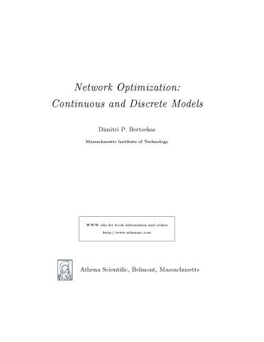 دانلود نسخه کامل کتاب Network Optimization: Continuous and Discrete Models [Chapters 1, 2, 3, 10]