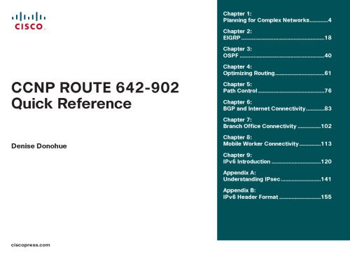 دانلود نسخه کامل کتاب Cisco press CCNP ROUTE 642 902 Quick Reference
