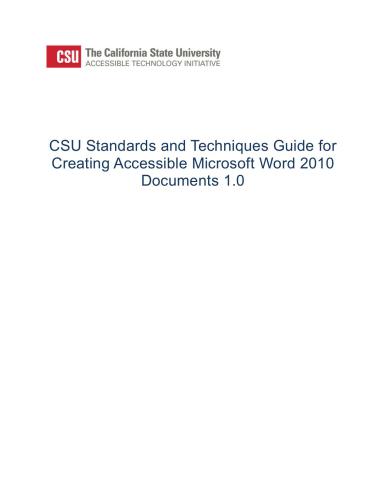 دانلود نسخه کامل کتاب California State University. CSU Standards and Techniques Guide for Creating Accessible Microsoft Word 2010 Documents 1.0