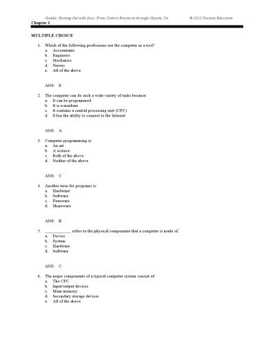 دانلود نسخه کامل کتاب Starting Out with Java: From Control Structures through Objects, Testbank