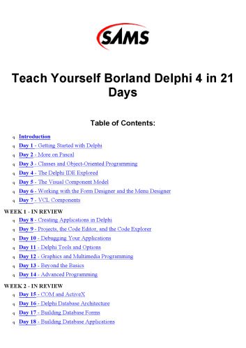 دانلود نسخه کامل کتاب Sams Teach Yourself Delphi 4 in 21 Days