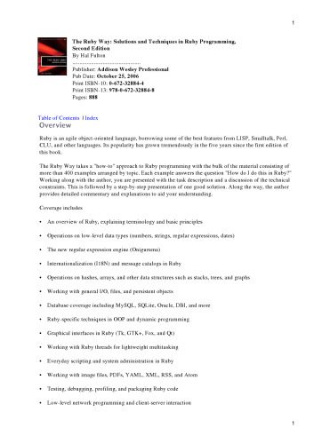 دانلود نسخه کامل کتاب The Ruby Way, Second Edition: Solutions and Techniques in Ruby Programming (2nd Edition)