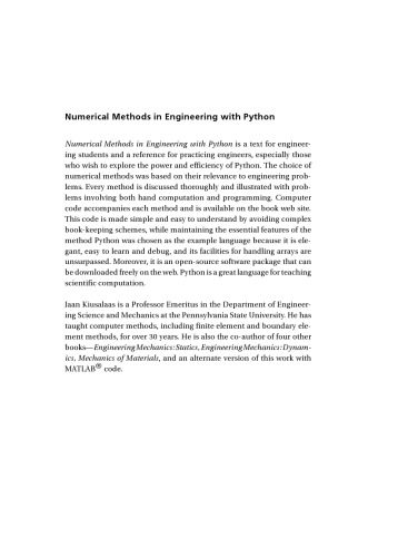 دانلود نسخه کامل کتاب Numerical methods in engineering with Python