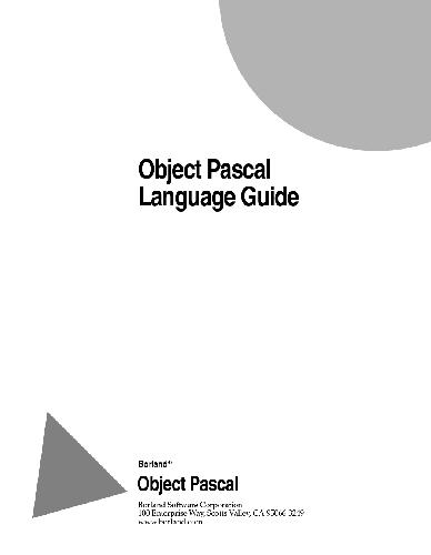 دانلود نسخه کامل کتاب Object Pascal Language Guide