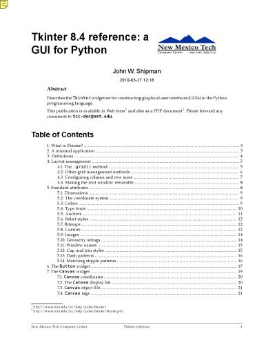 دانلود نسخه کامل کتاب Tkinter 8.4 reference : a GUI for Python